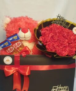 Chocolate + Bouquet & Teddy Bear Combo